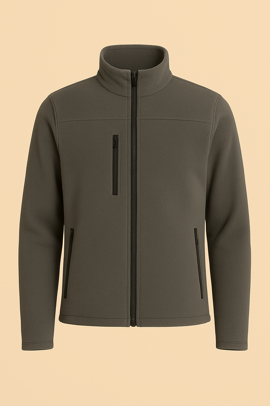 Unisex Fermuarlı Cepli Dik Yaka Polar