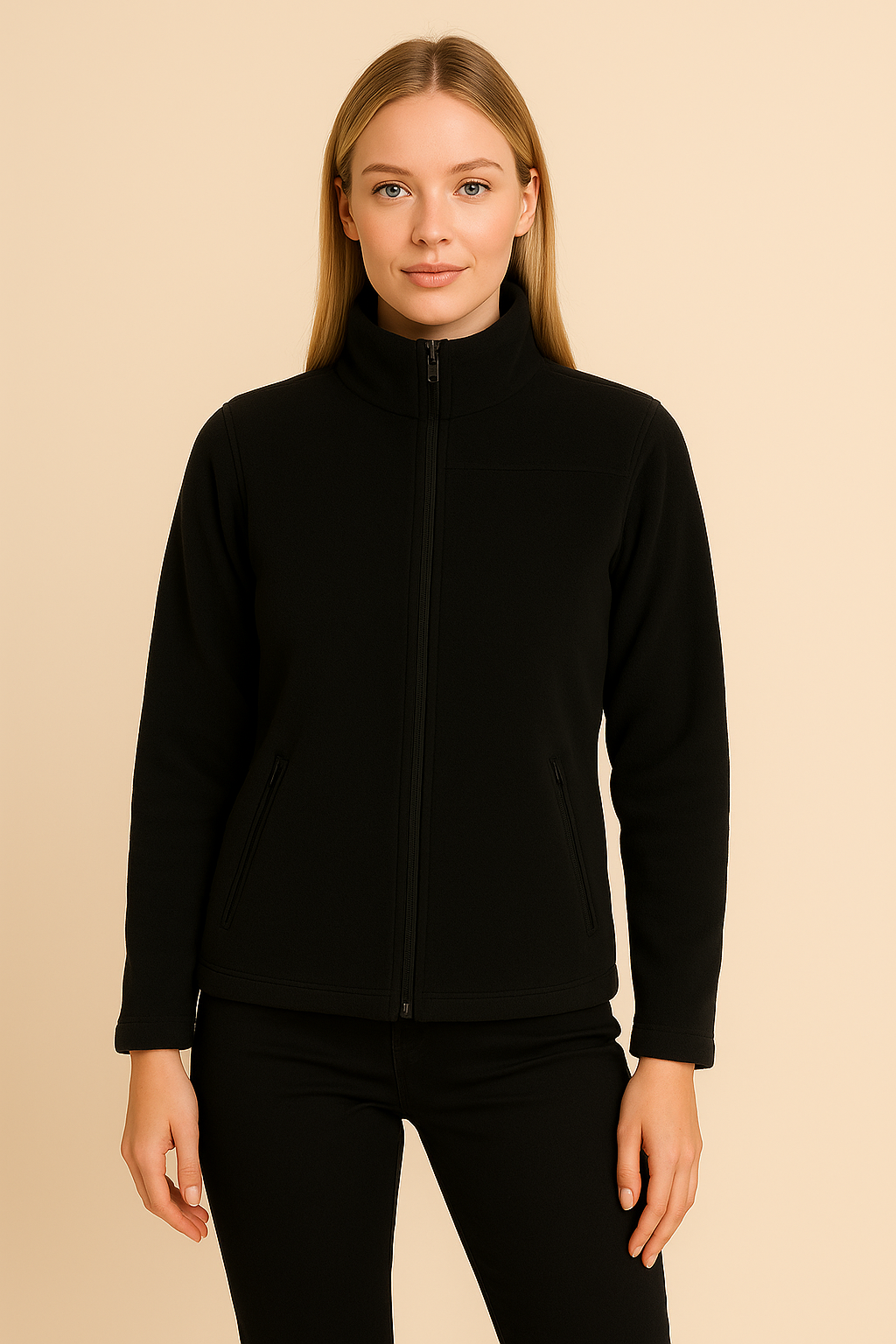 Unisex Fermuarlı Cepli Dik Yaka Polar