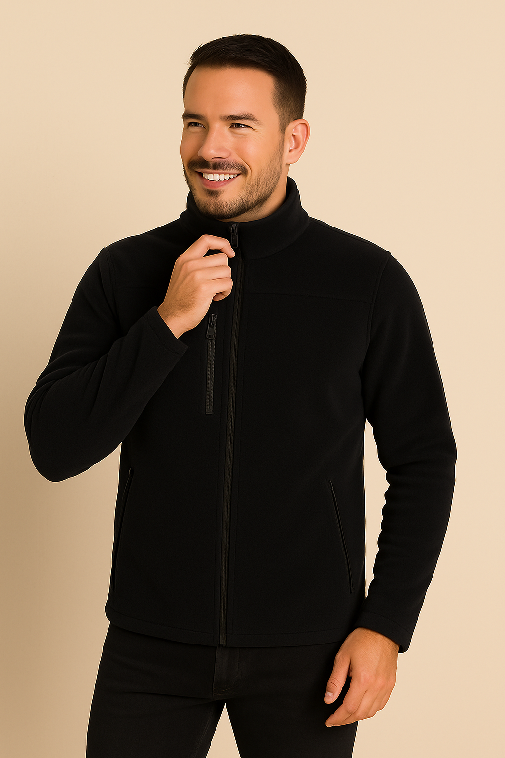 Unisex Fermuarlı Cepli Dik Yaka Polar