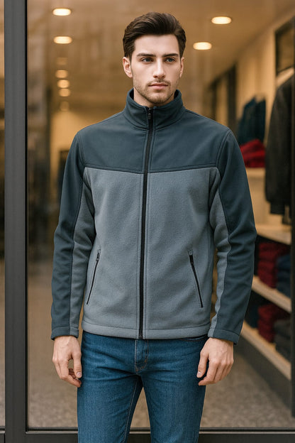 Unisex Fermuarlı Cepli Dik Yaka Polar