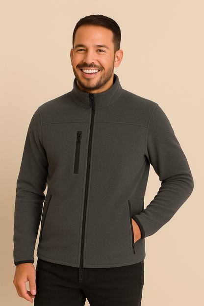 Unisex Fermuarlı Cepli Dik Yaka Polar