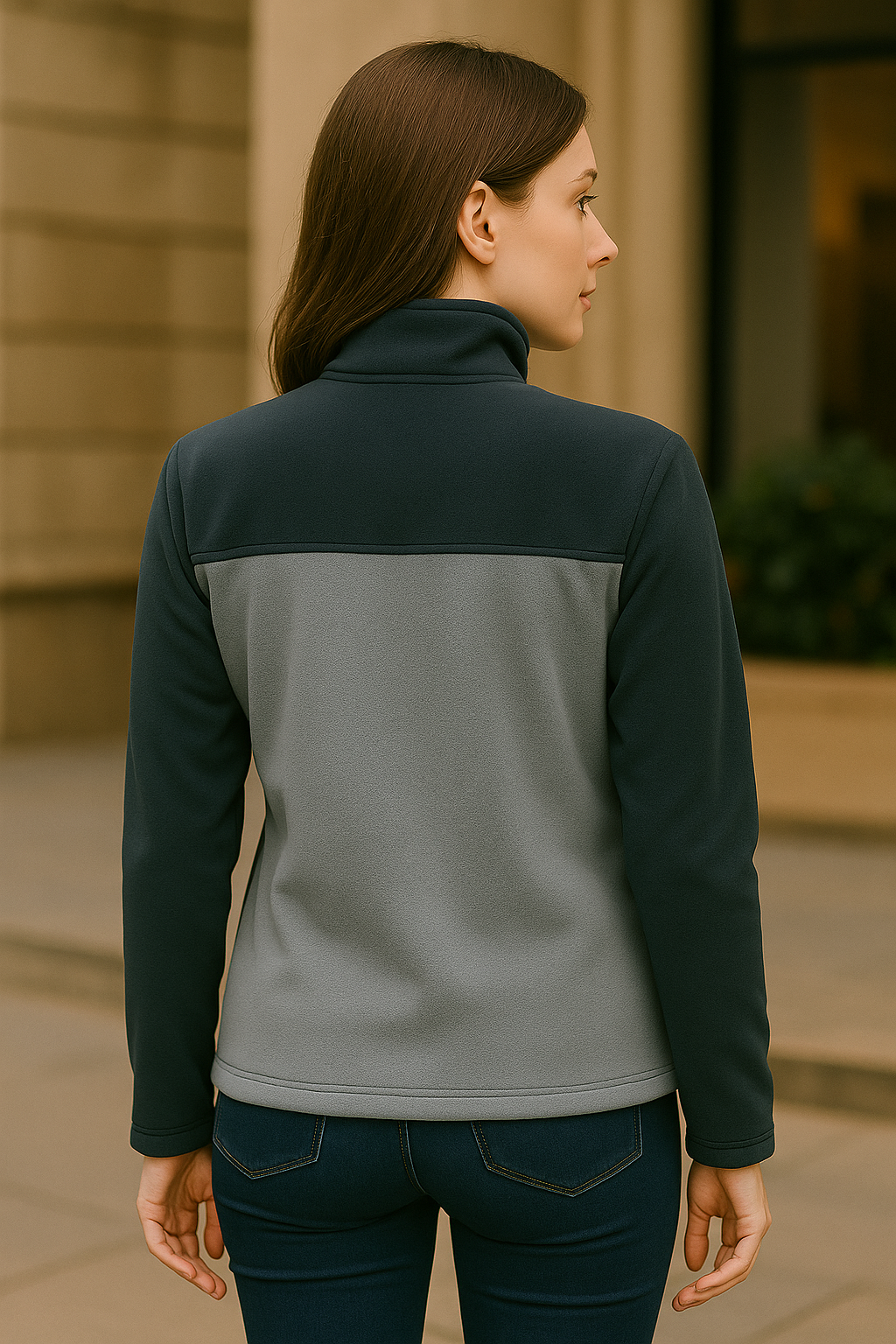 Unisex Fermuarlı Cepli Dik Yaka Polar