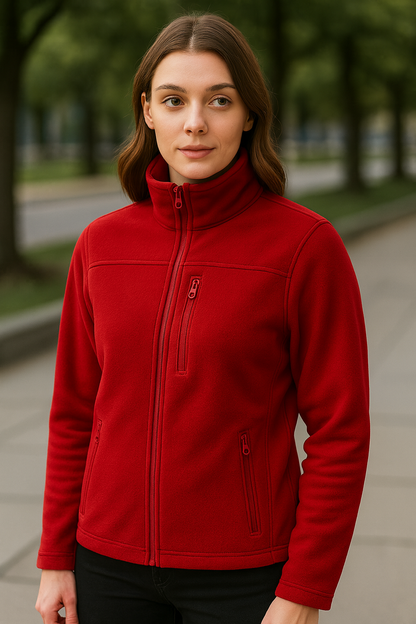 Unisex Fermuarlı Cepli Dik Yaka Polar